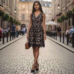 NWT Romeo & Juliet Couture Black Crochet Lace Mini Dress Size M